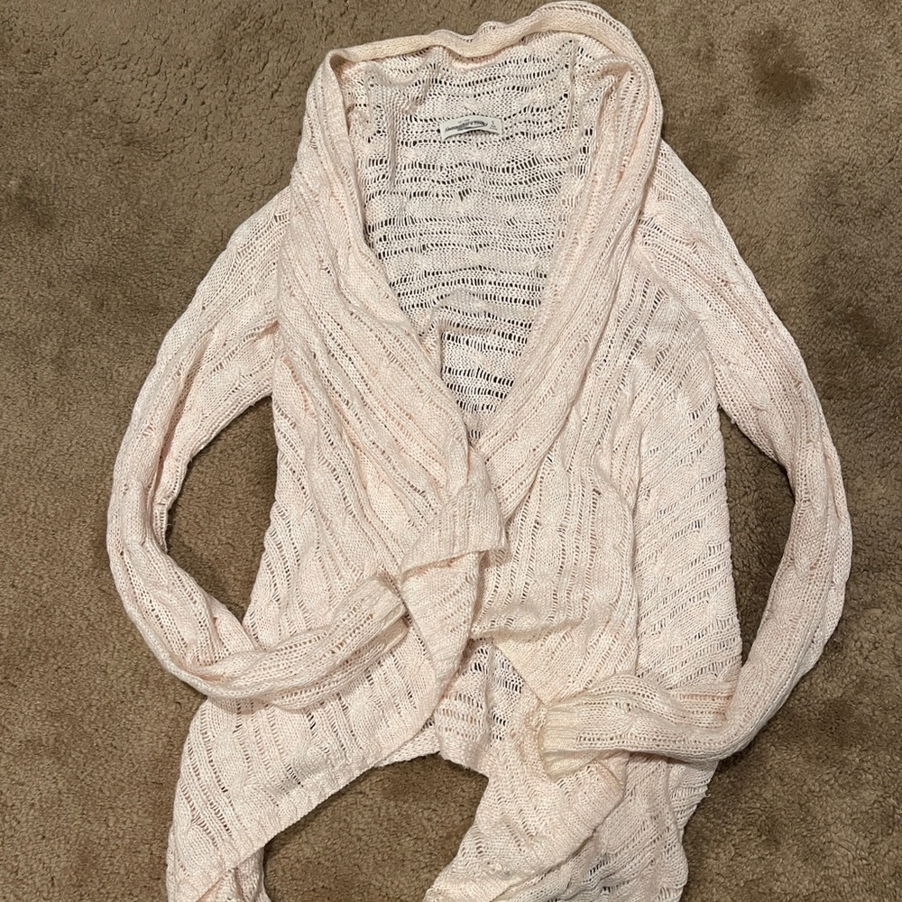 NWT Abercrombie & Fitch pink crochet cardigan sweater